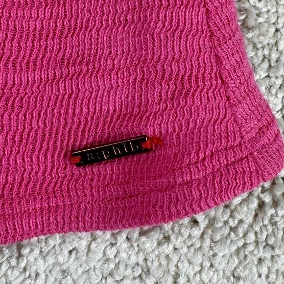 N Philanthropy Irene Bodysuit NWT Small Pink Ribbed Cutout Short Sleeve Crew - Picture 6 of 12